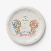 ベアーツインシャワーピンクブルー ペーパープレート (正面)