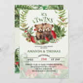 ベアーツインズウッドランドをテーマにしたベビーシャワー 招待状 (正面/裏面)