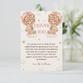 ベアーツインズガールシャワーパステルピンクベージュ サンキューカード (スタンド正面)
