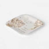 ベアーツインズブラウン男女兼用ベージュベビーシャワー ペーパープレート (傾斜あり)