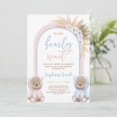 ベアーツインズボーイアンドガールベビーシャワー招待状 招待状 (スタンド正面)