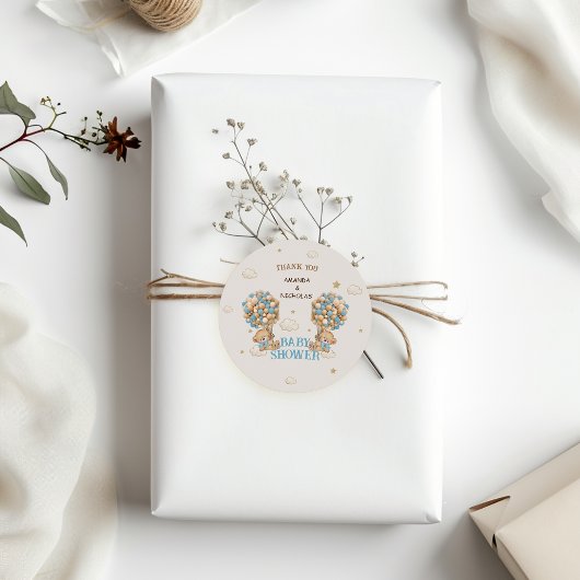 ベアーツインズボーイシャワーブルーボホ ラウンドシール