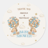 ベアーツインズボーイシャワーブルーボホ ラウンドシール (正面)