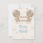 ベアーツインボーイズのシャワーパステルブルーベージュサンキュー サンキューカード (裏面)