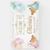 ベアーツツインズボーイガールベビーシャワー歓迎の背景 横断幕 (縦)