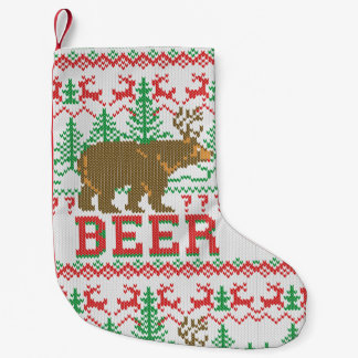 ベアーディアーまたはビールクリスマスジャンパーニットスタイル スモールクリスマスストッキング
