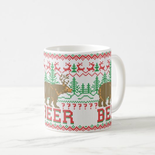 ベアーディアービールクリスマスセーターニットスタイル コーヒーマグカップ (正面右)