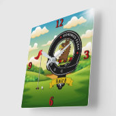 ベアードクランバッジゴルフ スクエア壁時計 (傾斜)