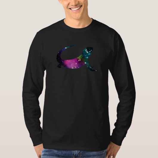 ベアードドラゴンシルエット銀河系宇宙 Tシャツ (正面)