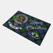 ベアードバッジとタータンチェックパーソナライズされたクリスマス ドアマット (アングル)