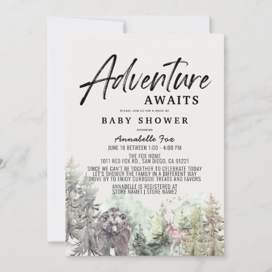 ベアードライブバイベイビーシャワーが冒険|過去記事 招待状 (正面)