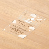 ベアーニュートラルバルーン赤ちゃんシャワー アクリル招待状 (レイダウン)