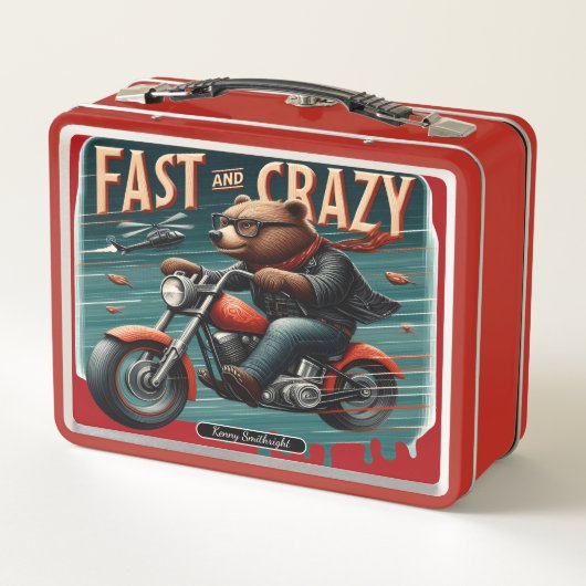 ベアーバイクもしくは自転車に乗る人の冒険！ メタルランチボックス (裏面)