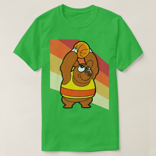 ベアーバスケットボール選手の動物おもしろい料 Tシャツ (デザイン正面)