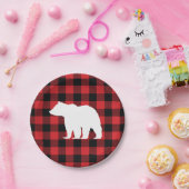 ベアーバッファローチェックパターンホリデー ペーパープレート (パーティー)