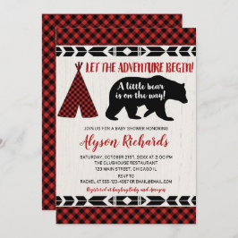 ベアーバッファローplaid lumberjack男の子の赤ちゃんシャワー 招待状