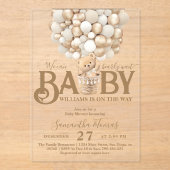 ベアーバルーンは赤ちゃんシャワーを待つ アクリル招待状 (正面)