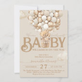 ベアーバルーンは赤ちゃんシャワーを待つ 招待状 (正面)