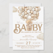 ベアーバルーンは赤ちゃんシャワーを待つ 招待状 (正面)