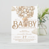 ベアーバルーンは赤ちゃんシャワーを待つ 招待状 (スタンド正面)