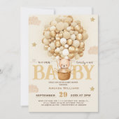 ベアーバルーンは赤ちゃんシャワーを待つ 招待状 (正面)