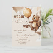 ベアーバルーンは赤ちゃんシャワーを待つ 招待状 (スタンド正面)