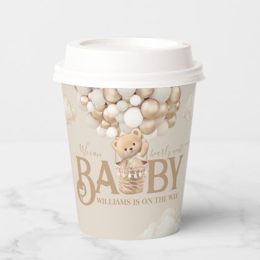 ベアーバルーンは赤ちゃんシャワーを待つ 紙コップ (正面)