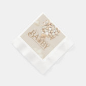 ベアーバルーンは赤ちゃんシャワーを待つ 縁ありカクテルナプキン (角)