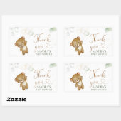 ベアーバルーングリーンベビーシャワーありがとう 長方形シール (シート)