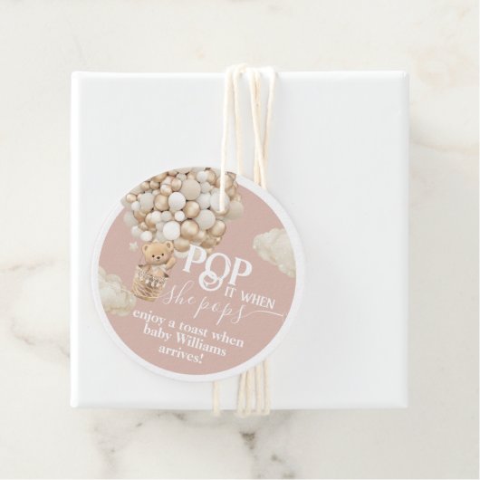 ベアーバルーンニュートラルベビーガールシャワー準備ポップ・アートの完了 フェイバータグ (インサイチュ)