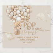 ベアーバルーンニュートラル赤ちゃんシャワー準備ポップ・アートの完了 スパークリングワインラベル (シングルラベル)