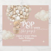 ベアーバルーンニュートラル赤ちゃんシャワー準備ポップ・アートの完了 スパークリングワインラベル (シングルラベル)