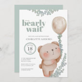 ベアーバルーンバーリーウエイトニュートラルベビー招待状 招待状 (正面/裏面)