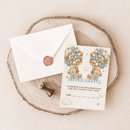 ベアーバルーンビーズ待ちツインズブルーおむつラッフル エンクロージャーカード