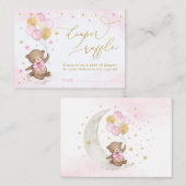 ベアーバルーンピンクの金ゴールドがベビーガール向けの本 エンクロージャーカード (正面/裏面)