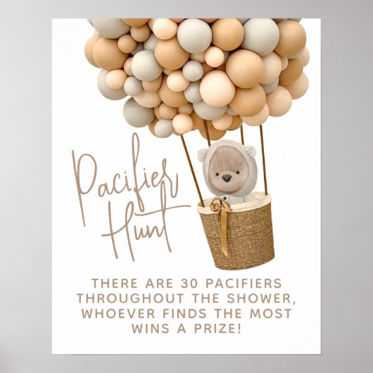 ベアーバルーンモダンベビーシャワーおしゃぶり狩り ポスター (正面)