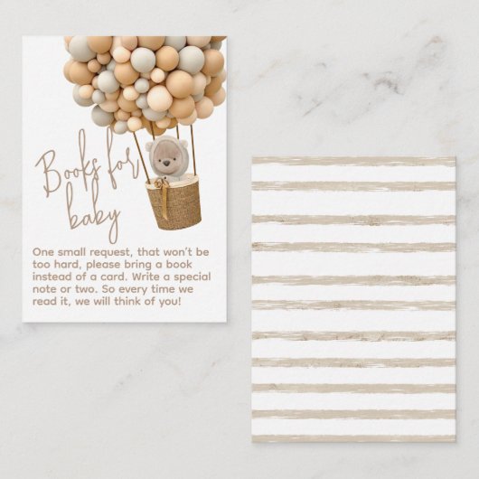 ベアーバルーンモダンベビ男女兼用ーシャワー エンクロージャーカード (正面/裏面)