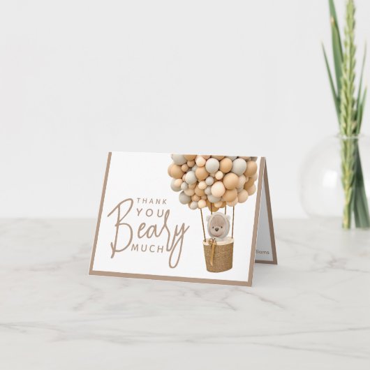ベアーバルーンモダンベビ男女兼用ーシャワー サンキューカード (正面)