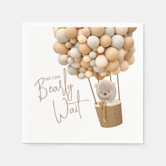 ベアーバルーンモダンベビ男女兼用ーシャワー スタンダードカクテルナプキン (正面)