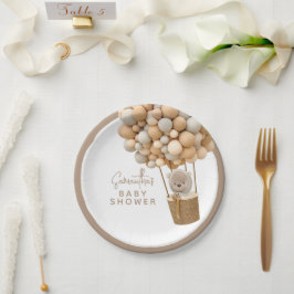 ベアーバルーンモダンベビ男女兼用ーシャワー ペーパープレート