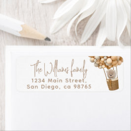 ベアーバルーンモダンベビ男女兼用ーシャワー ラベル