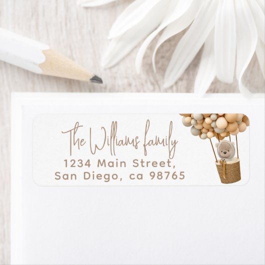 ベアーバルーンモダンベビ男女兼用ーシャワー ラベル (インサイチュ)