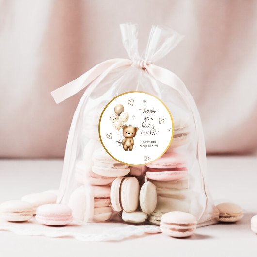 ベアーバルーン中性かわいい赤ちゃんシャワーありがとう ラウンドシール