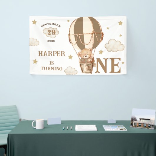 ベアーバルーン男の子の女の子1st誕生日 横断幕 (トレードショー)