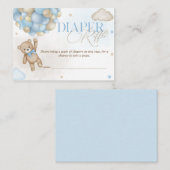 ベアーバルーン男の子シャワーおむつラッフル エンクロージャーカード (正面/裏面)
