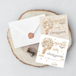 ベアーバルーン白ベージュおむつラッフル エンクロージャーカード