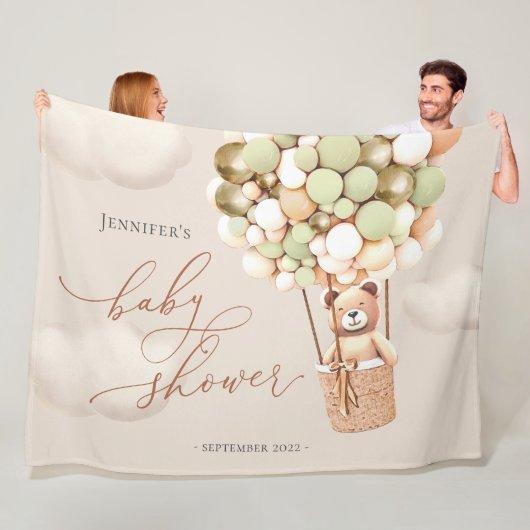 ベアーバルーン緑の金ゴールドシャワー背景 フリースブランケット (インサイチュ)