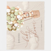 ベアーバルーン緑の金ゴールドシャワー背景 フリースブランケット (正面)