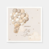 ベアーバルーン茶色の中性ベビーシャワー スタンダードカクテルナプキン (正面)