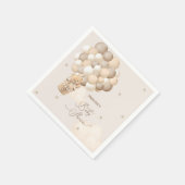 ベアーバルーン茶色の中性ベビーシャワー スタンダードカクテルナプキン (角)